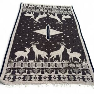 Mexican blanket poncho Peruvian Throw Rug Tapestry Deer Woodland Brown Artisan